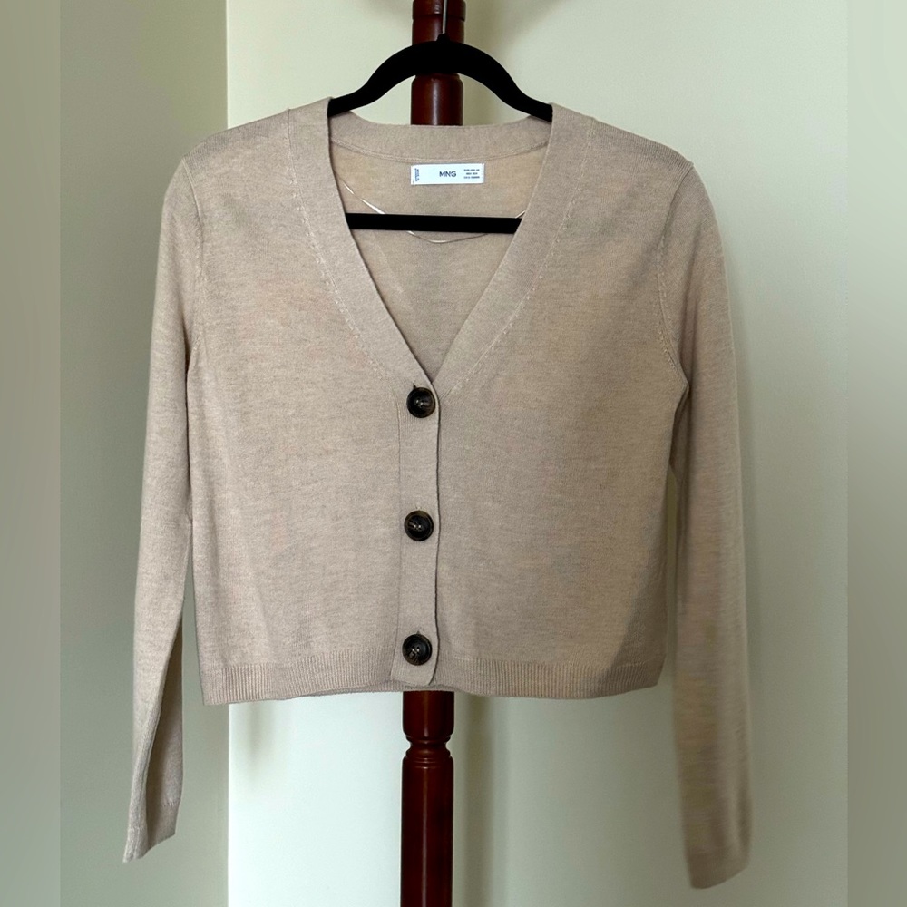 Mango Buttoned Cardigan - Size XS - Beige